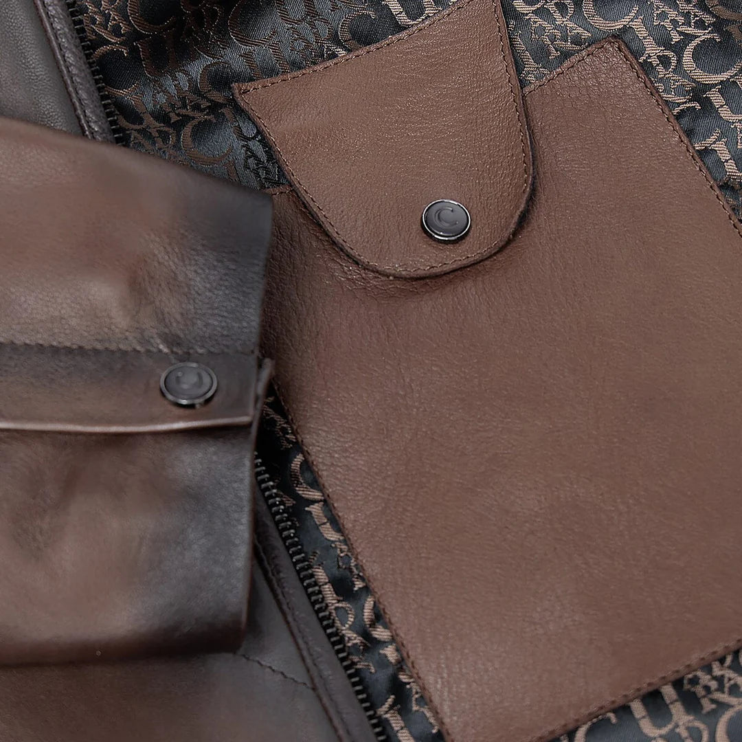 H386BOB - Cuadra brown casual fashion lambskin jacket for men