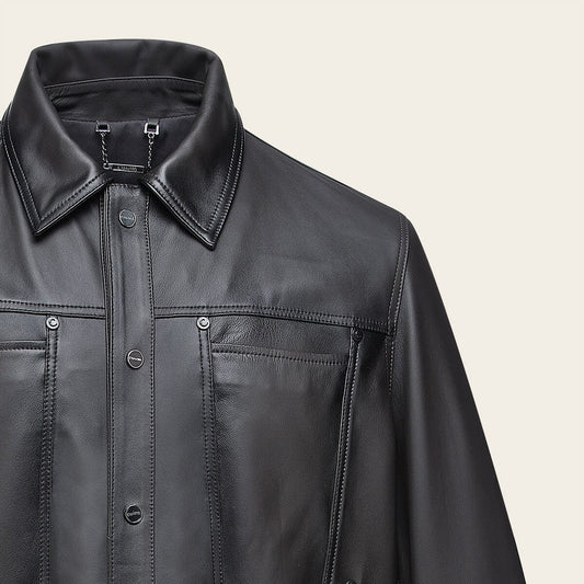 H387BOB - Cuadra Chocolate Casual Fashion Lambskin Jacket for Men
