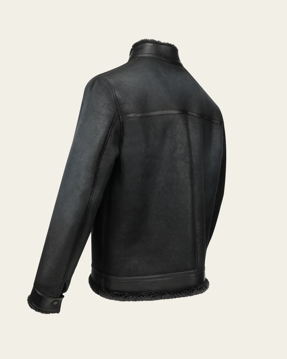H400BOB - Cuadra Black Casual Fashion Shearling Leather Jacket for Men
