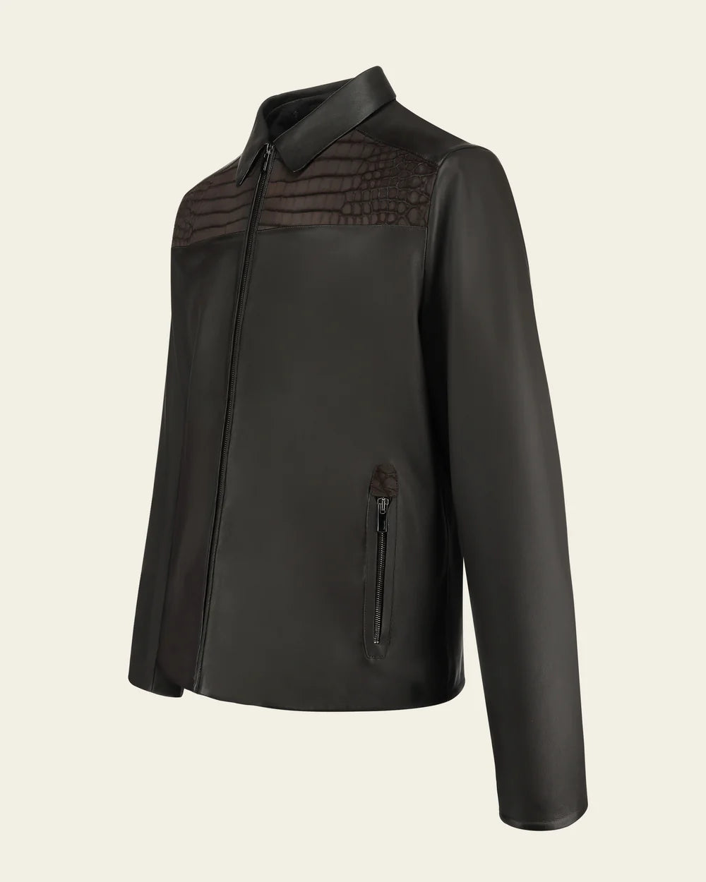 H409CPB - Cuadra brown casual fashion crocodile jacket for men