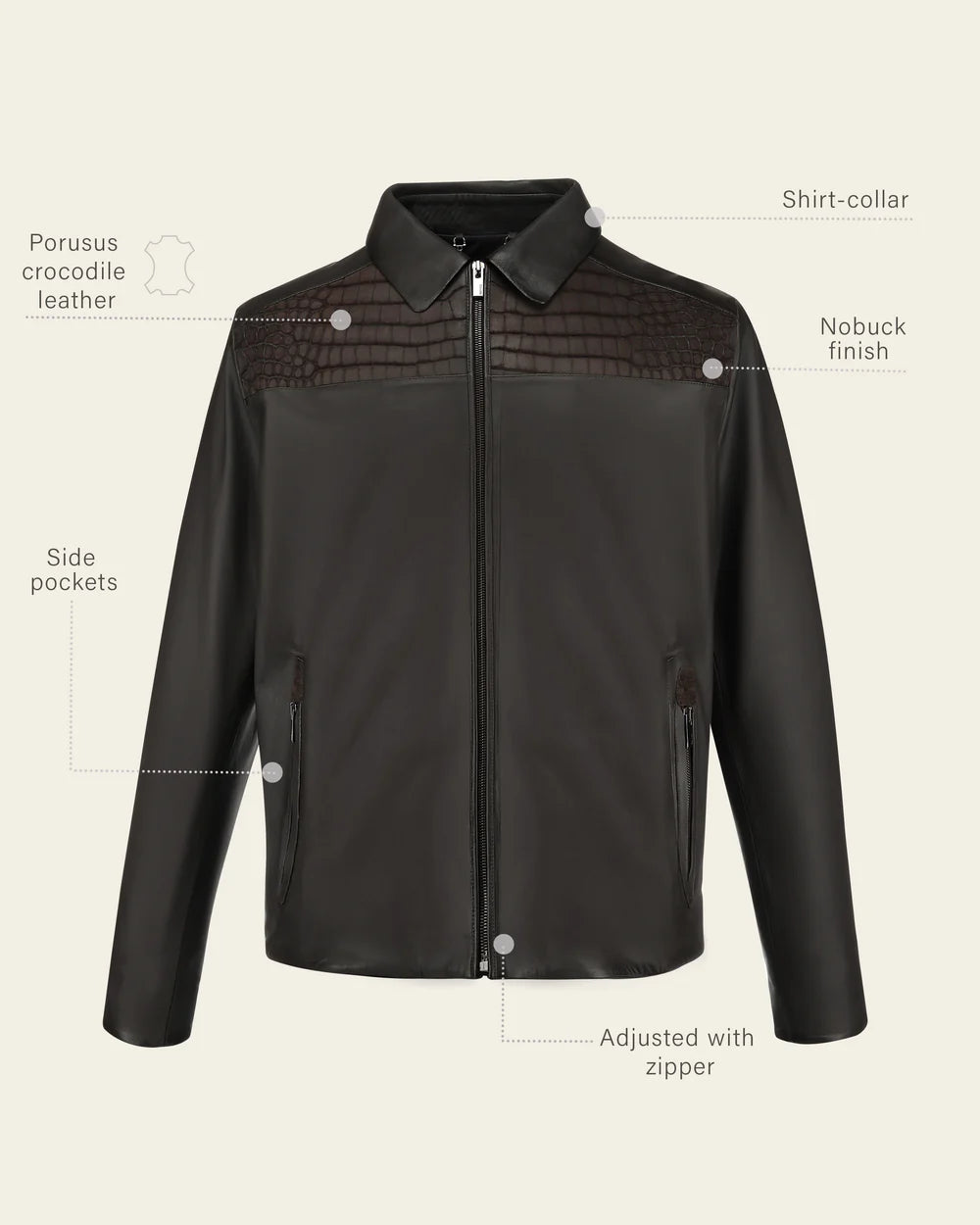 H409CPB - Cuadra brown casual fashion crocodile jacket for men
