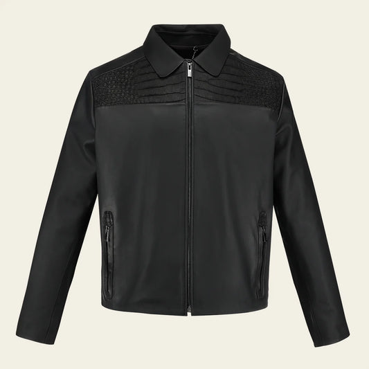 H409CPB - Cuadra black casual fashion crocodile jacket for men