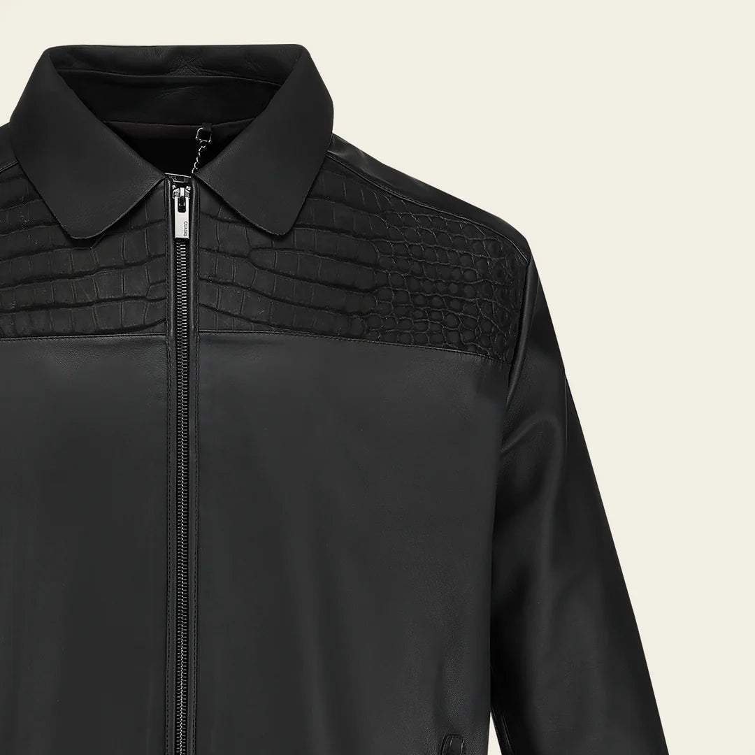H409CPB - Cuadra black casual fashion crocodile jacket for men
