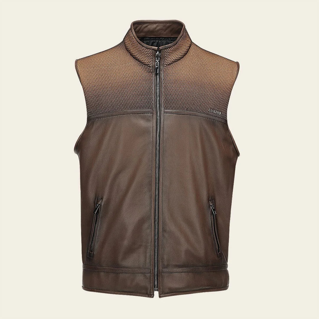 H413BOB - Cuadra brown casual leather vest for men