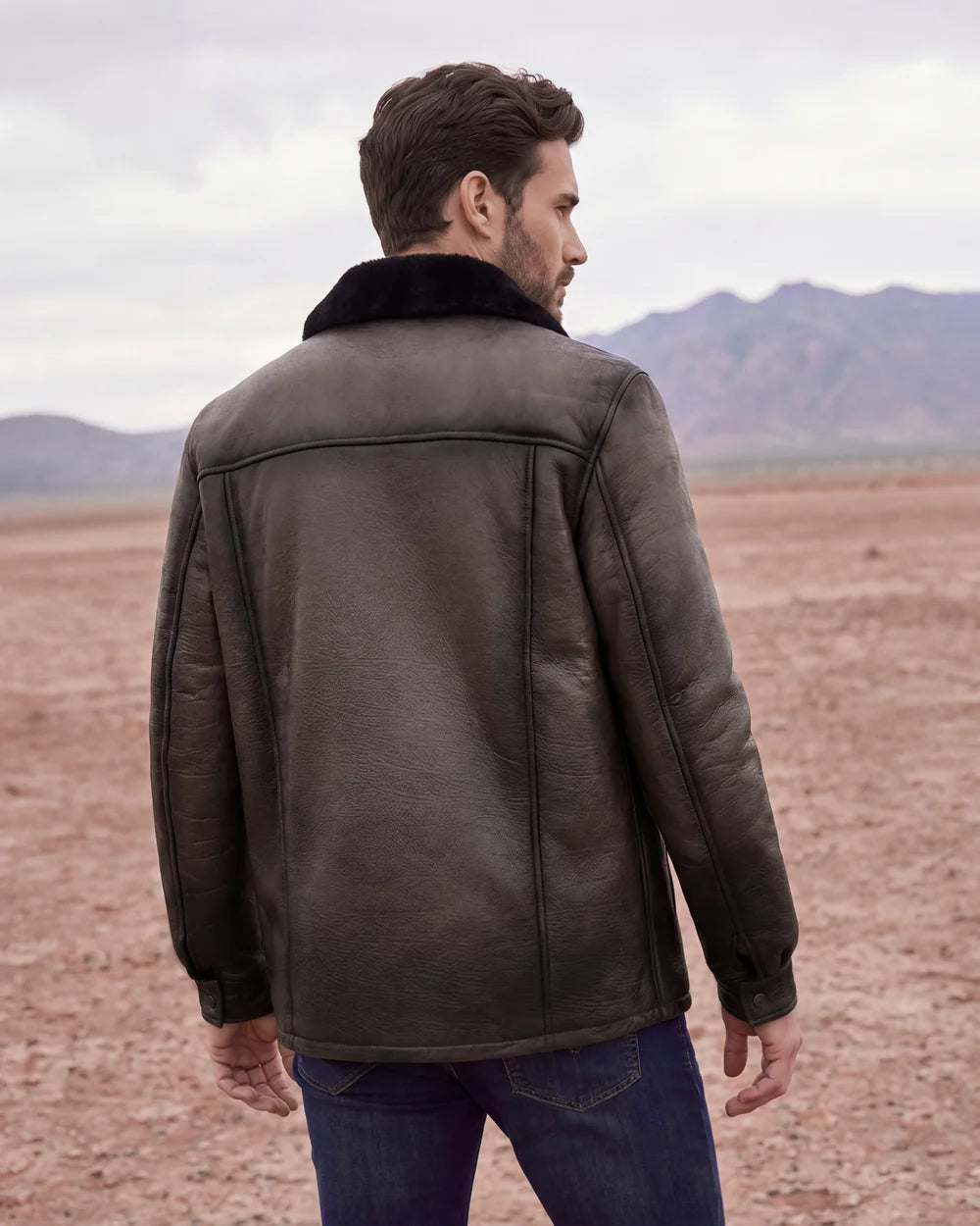 H417BOB - Cuadra Men's Brown Burnished Ovine Leather Shirt Jacket