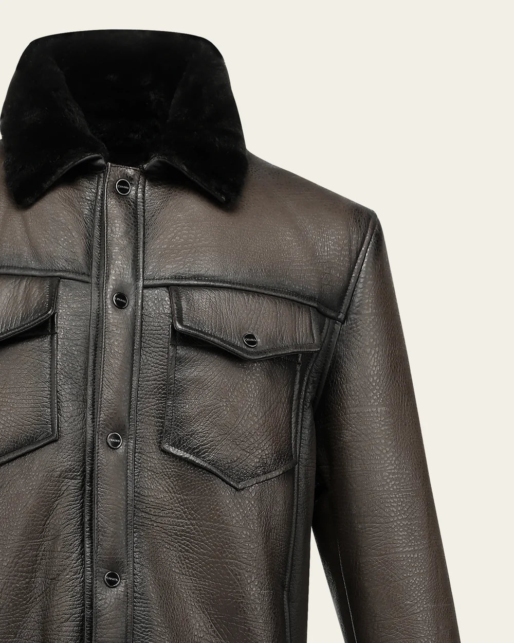 H417BOB - Cuadra Men's Brown Burnished Ovine Leather Shirt Jacket