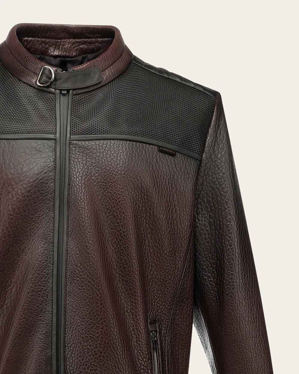 H418BOB - Cuadra Chocolate Casual Fashion Sheep Leather Moto Jacket for Men