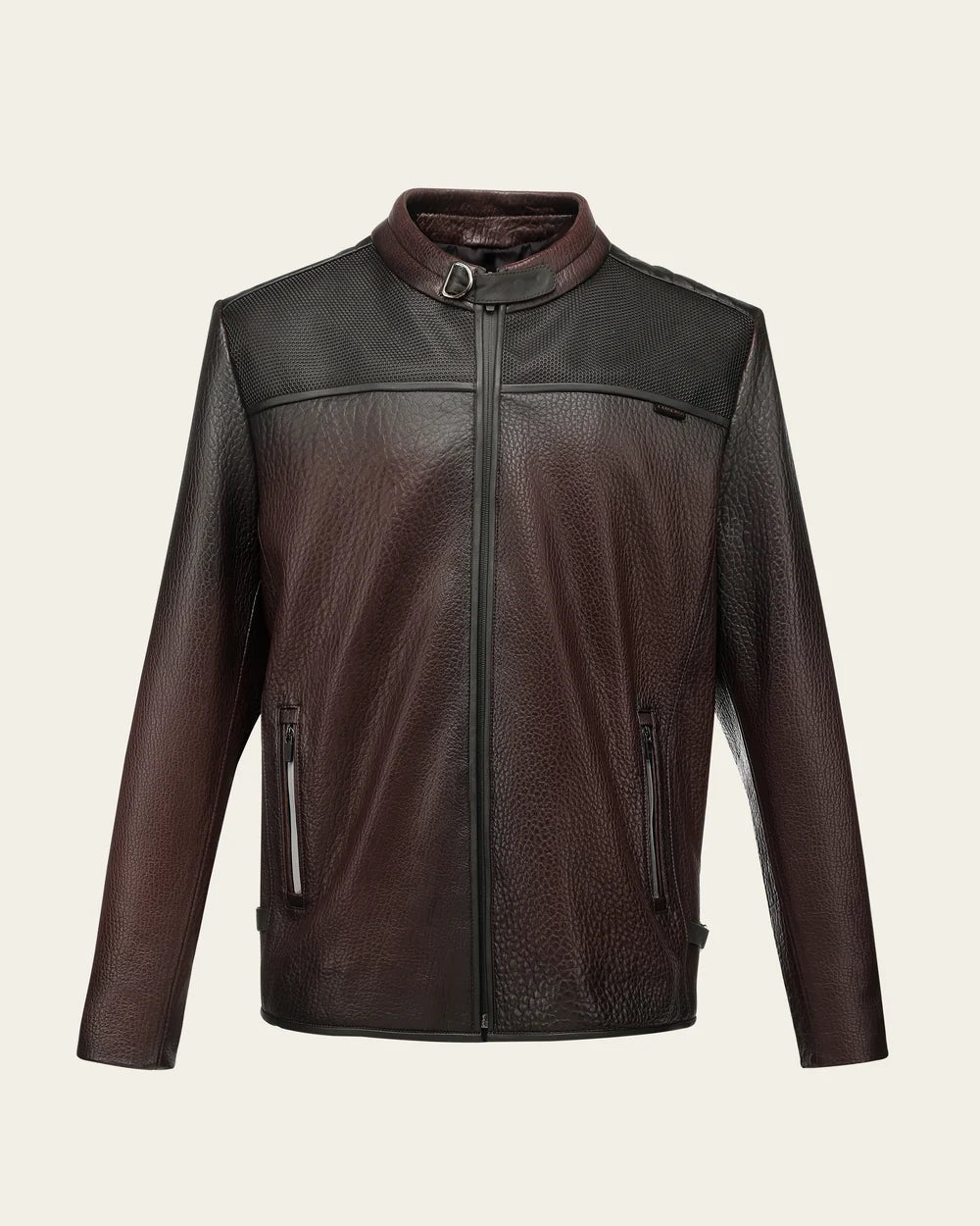 H418BOB - Cuadra Chocolate Casual Fashion Sheep Leather Moto Jacket for Men