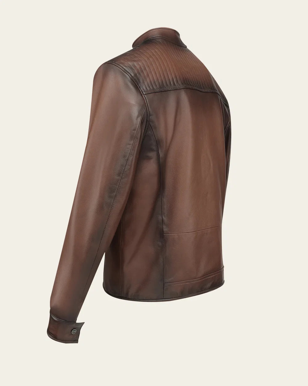 H427COC - Cuadra Brown Casual Fashion Quilted Ovine Leather Jacket for Men