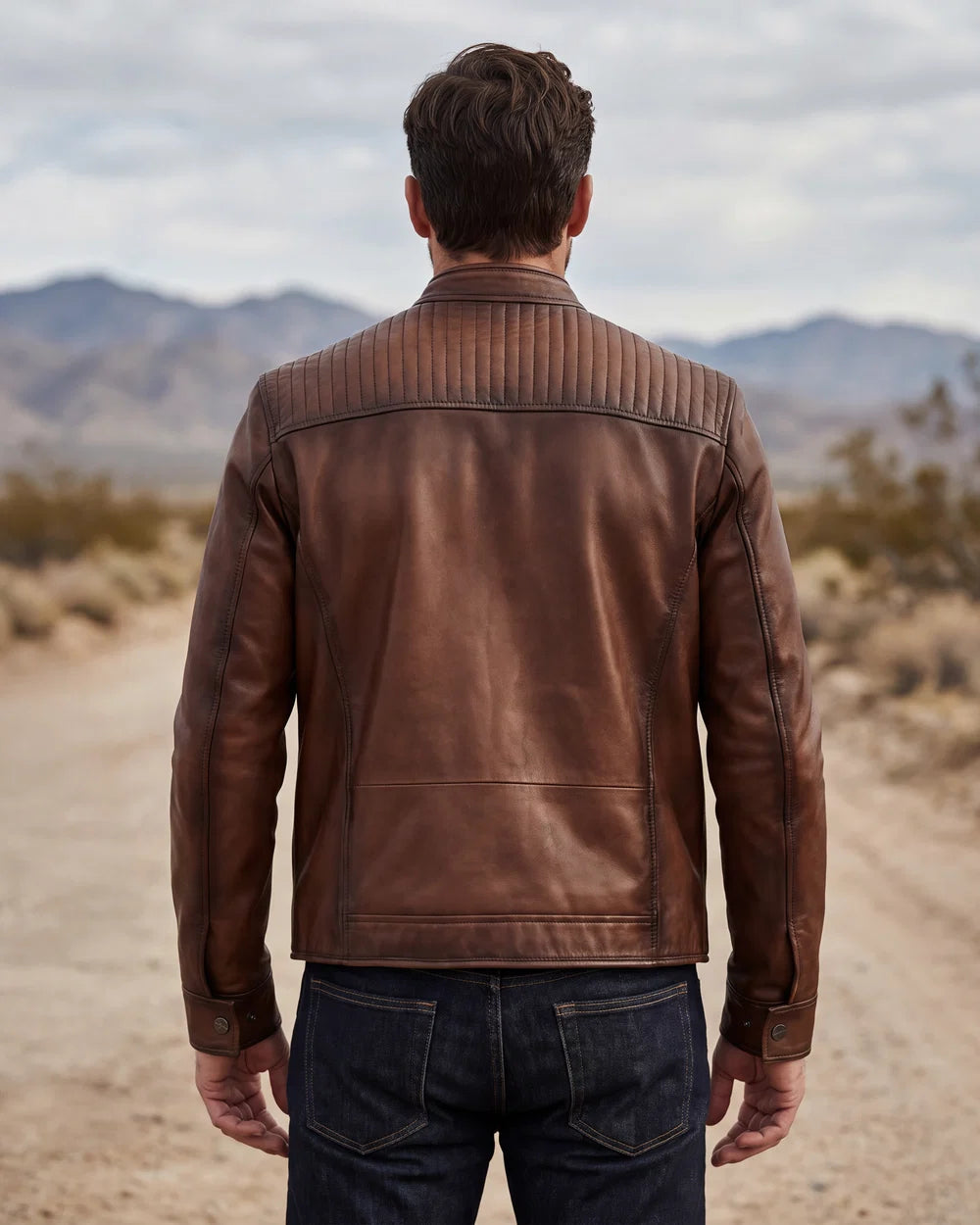 H427COC - Cuadra Brown Casual Fashion Quilted Ovine Leather Jacket for Men