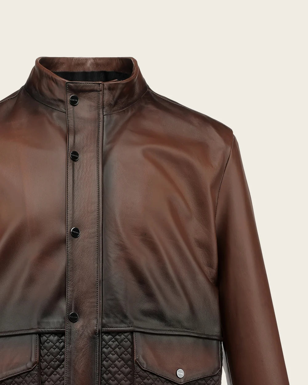 H429BOB - Cuadra honey quilted panel ovine leather jacket for men