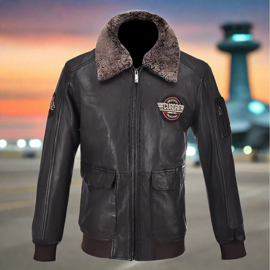 HCHI009 - Cuadra brown dress casual fashion aviator leather jacket for men