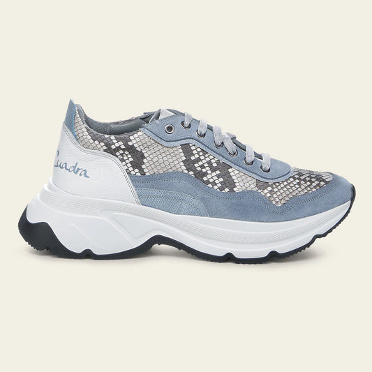 I04PBTC - Cuadra Blue Python Sneakers for Women