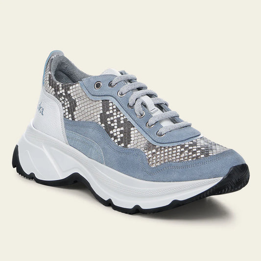 I04PBTC - Cuadra Blue Python Sneakers for Women