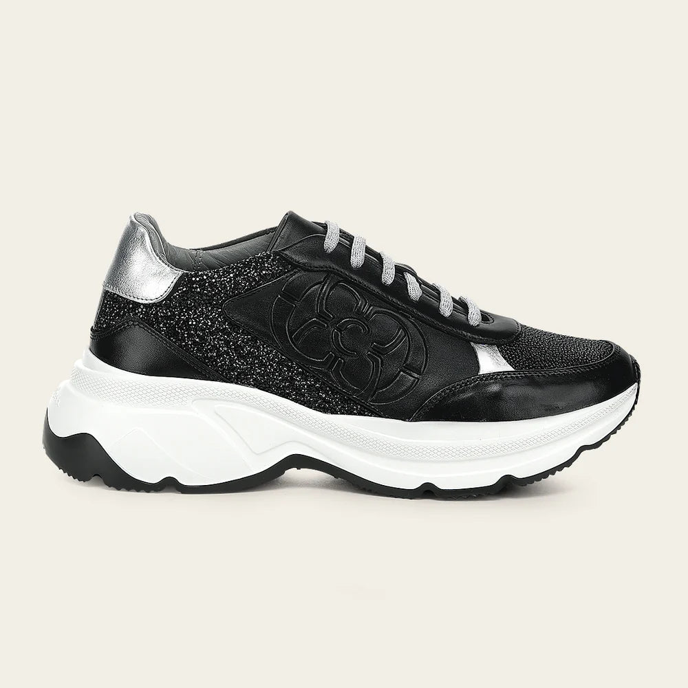 I13MTTM - Franco Cuadra black stingray leather chunky sneakers for women