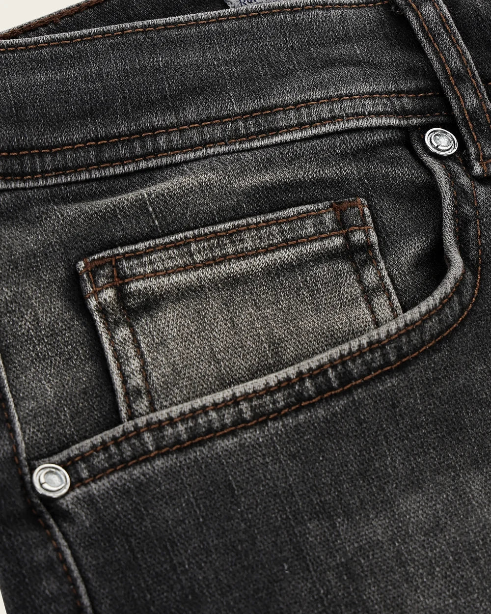 J230052 - Cuadra washed black straight leg jeans for men with leather patch