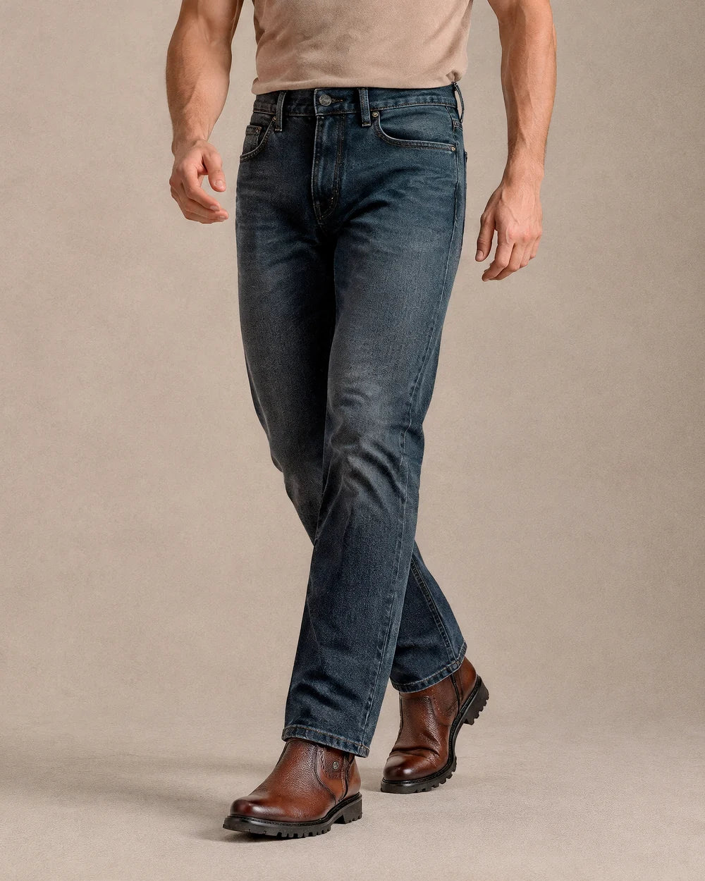 J230054 - Cuadra navy vintage indigo straight leg jeans for men