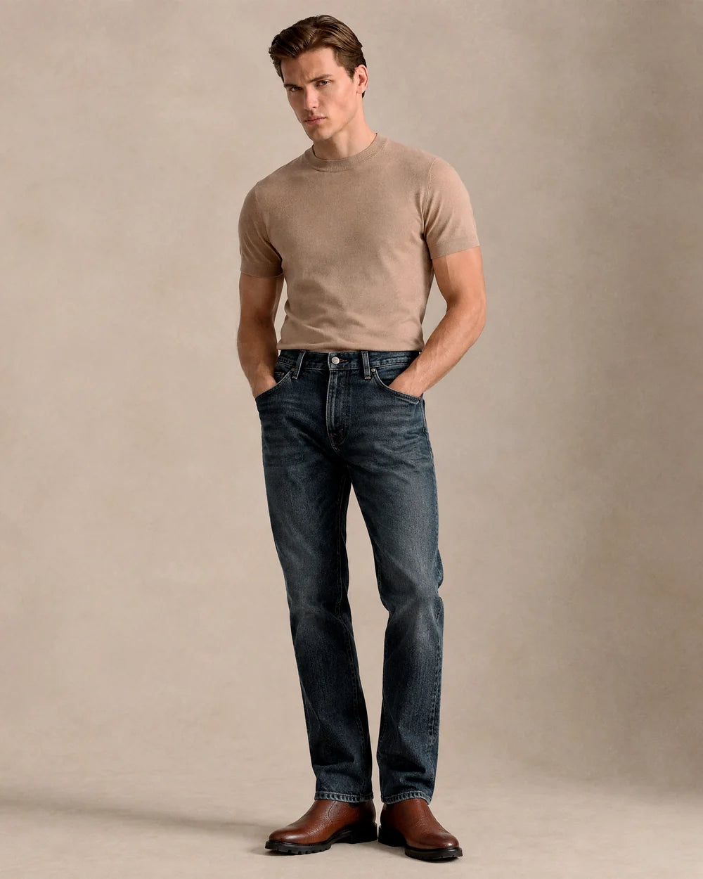 J230054 - Cuadra navy vintage indigo straight leg jeans for men