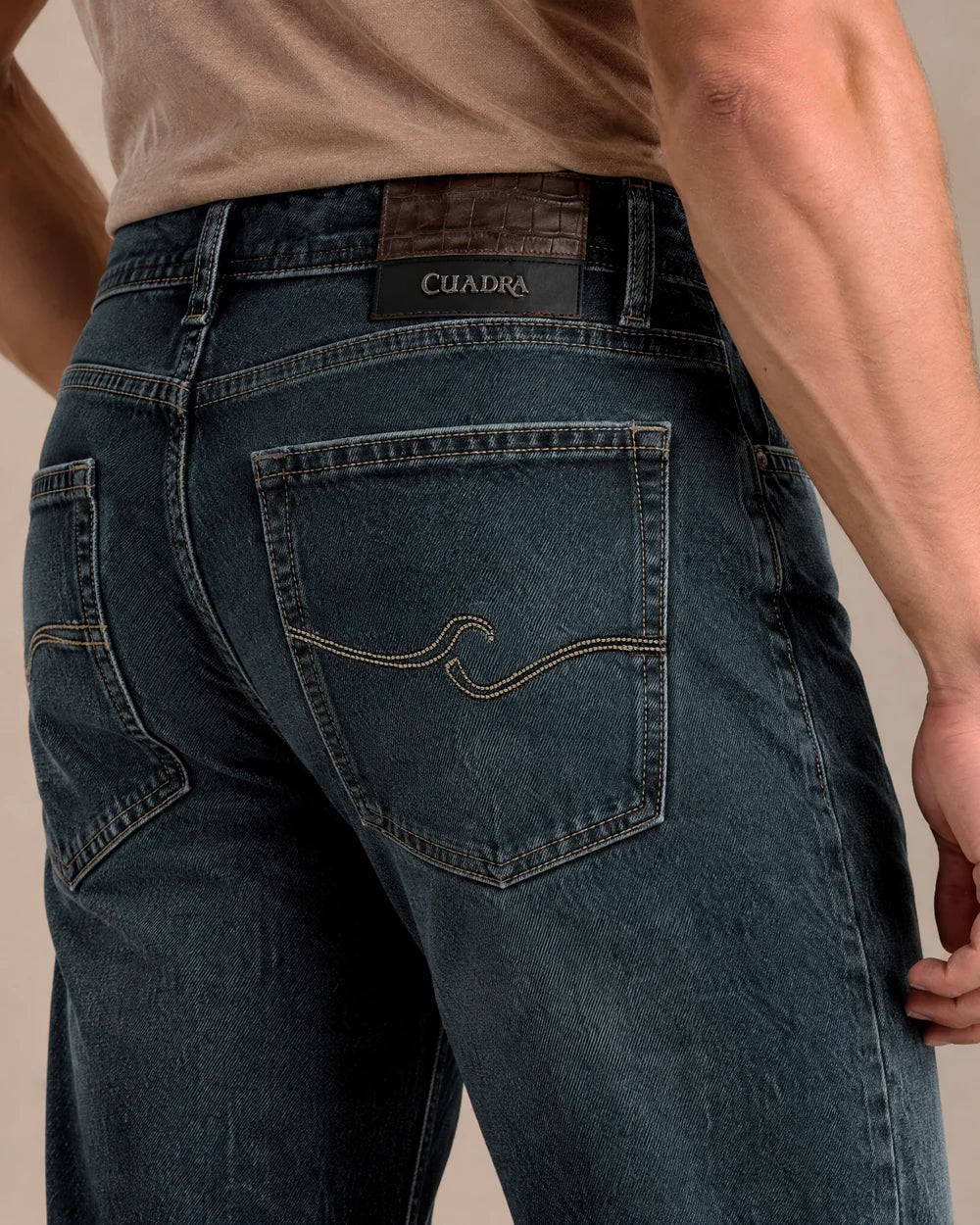 J230054 - Cuadra navy vintage indigo straight leg jeans for men