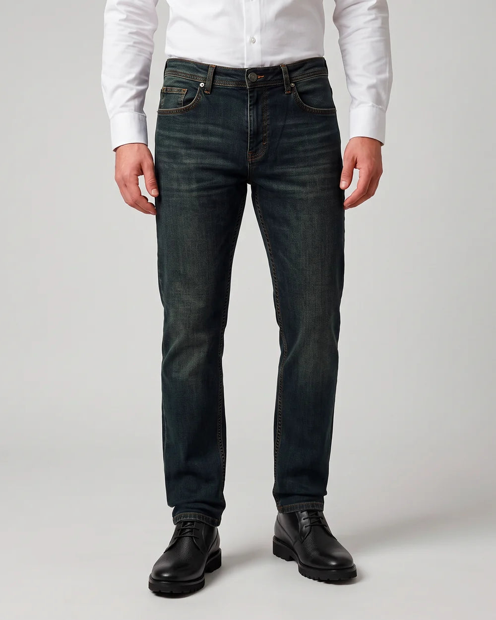 J300455 - Cuadra Men's Dark Indigo Jeans with Taupe Tint Wash