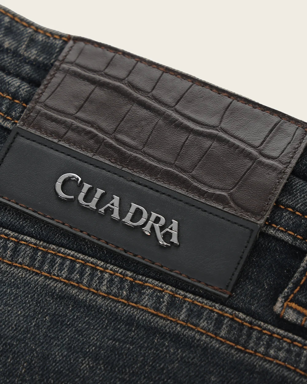 J300455 - Cuadra Men's Dark Indigo Jeans with Taupe Tint Wash