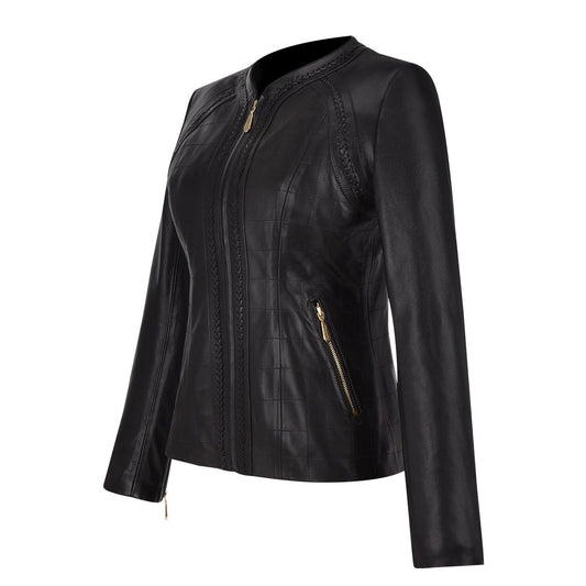 M275BOB - Cuadra black western fashion lambskin leather jacket for women-Kuet.us