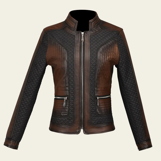 M329COC - Cuadra chocolate western fashion lambskin leather jacket for women