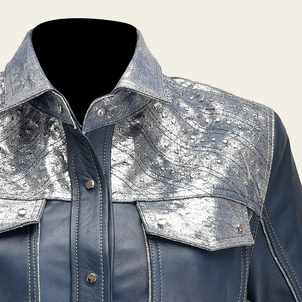 M331BOB - Cuadra Blue quilted lambskin vest for women