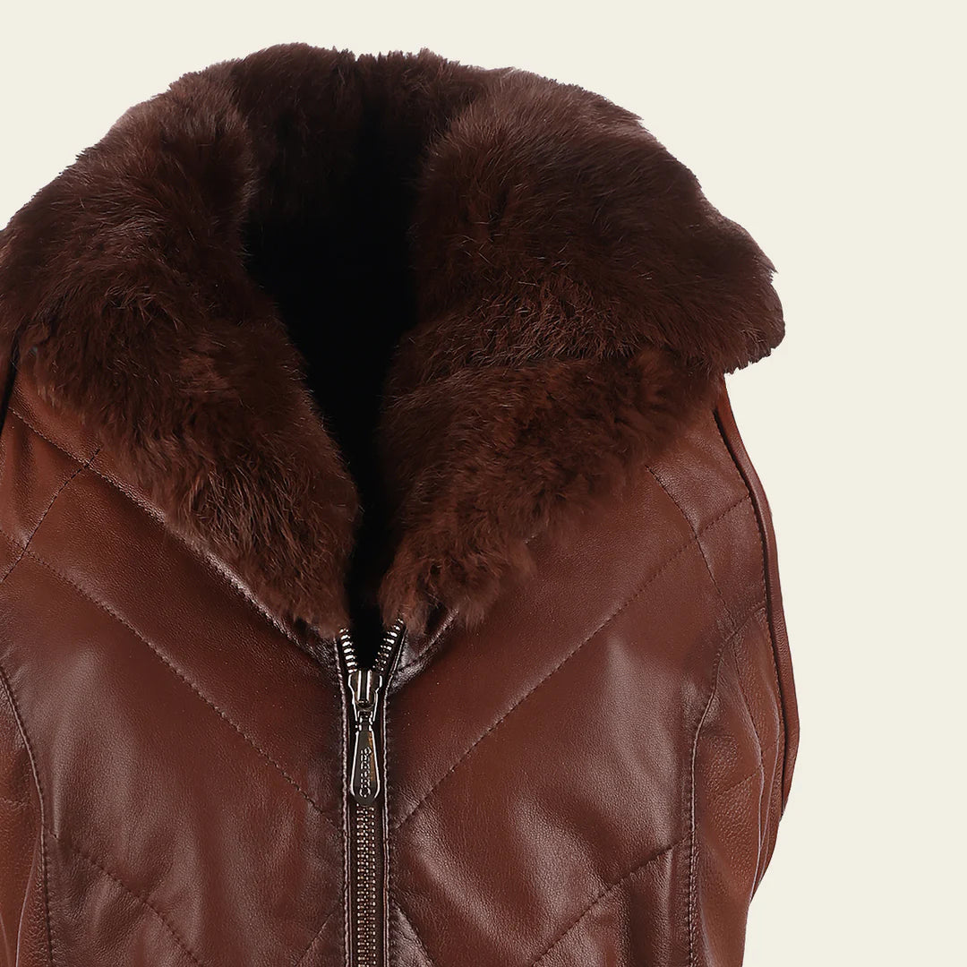 M343CNC - Cuadra Brown Western Lambskin Leather and Rabbit Fur Vest