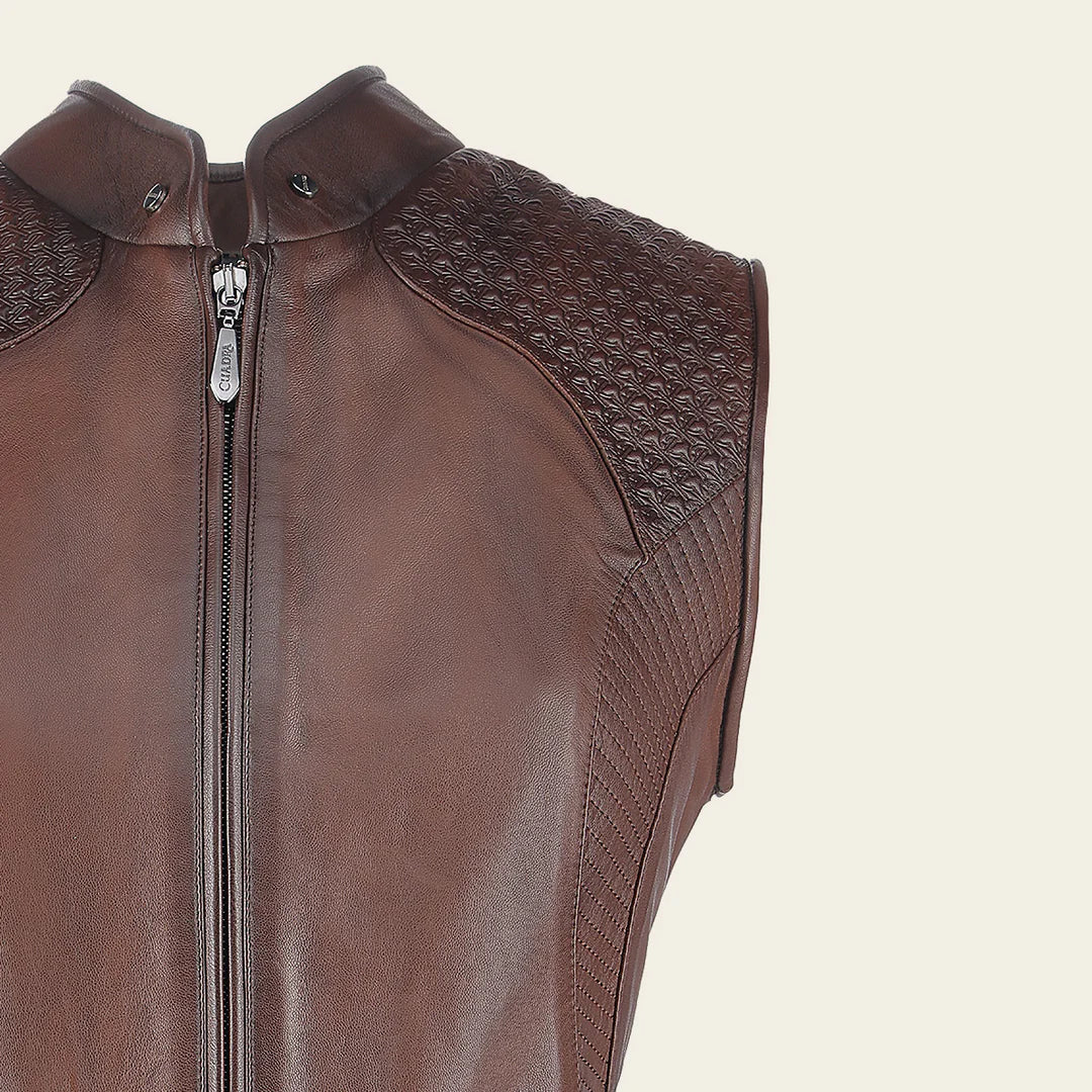 M356COC- Cuadra brown western fashion lambskin leather vest for women