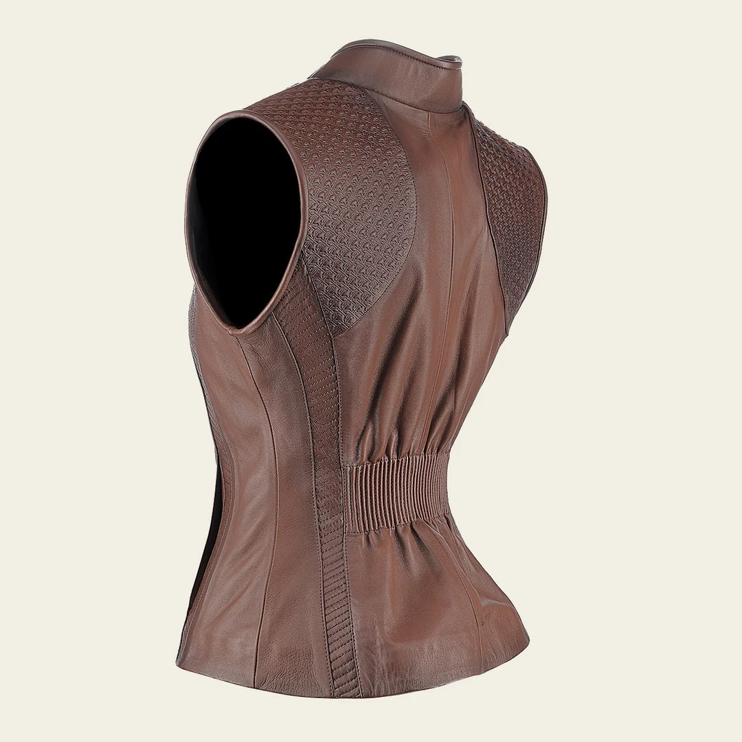 M356COC- Cuadra brown western fashion lambskin leather vest for women