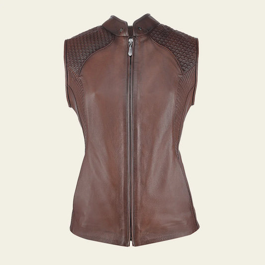 M356COC- Cuadra brown western fashion lambskin leather vest for women