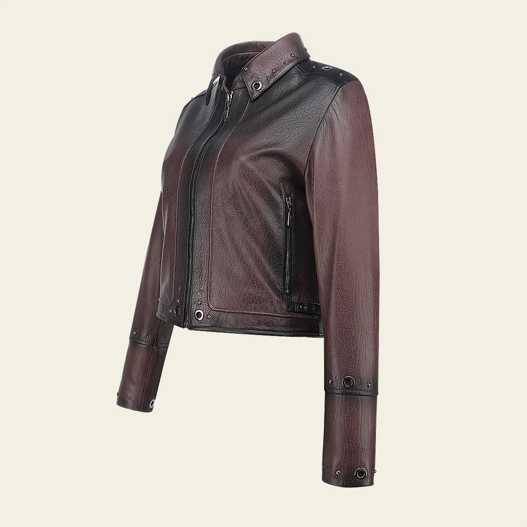M358BOB - Cuadra chocolate western fashion lambskin leather jacket for women