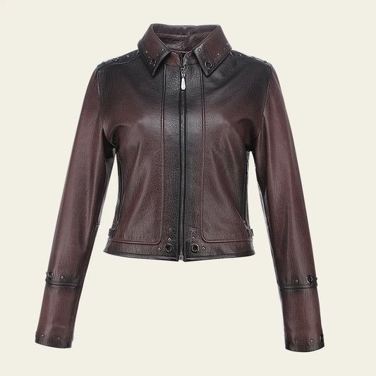 M358BOB - Cuadra chocolate western fashion lambskin leather jacket for women