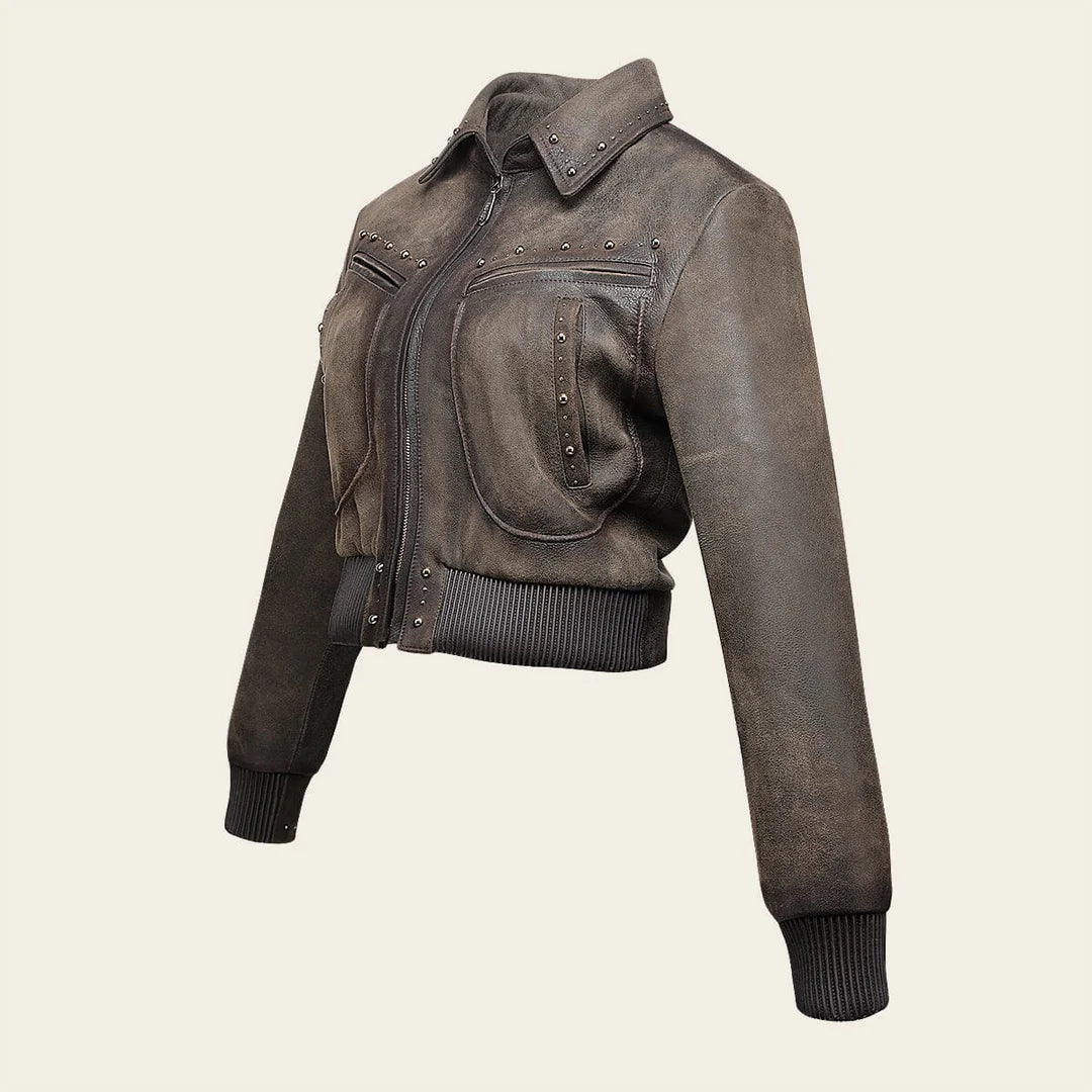 M363BOB - Cuadra brown dress casual fashion leather jacket for women
