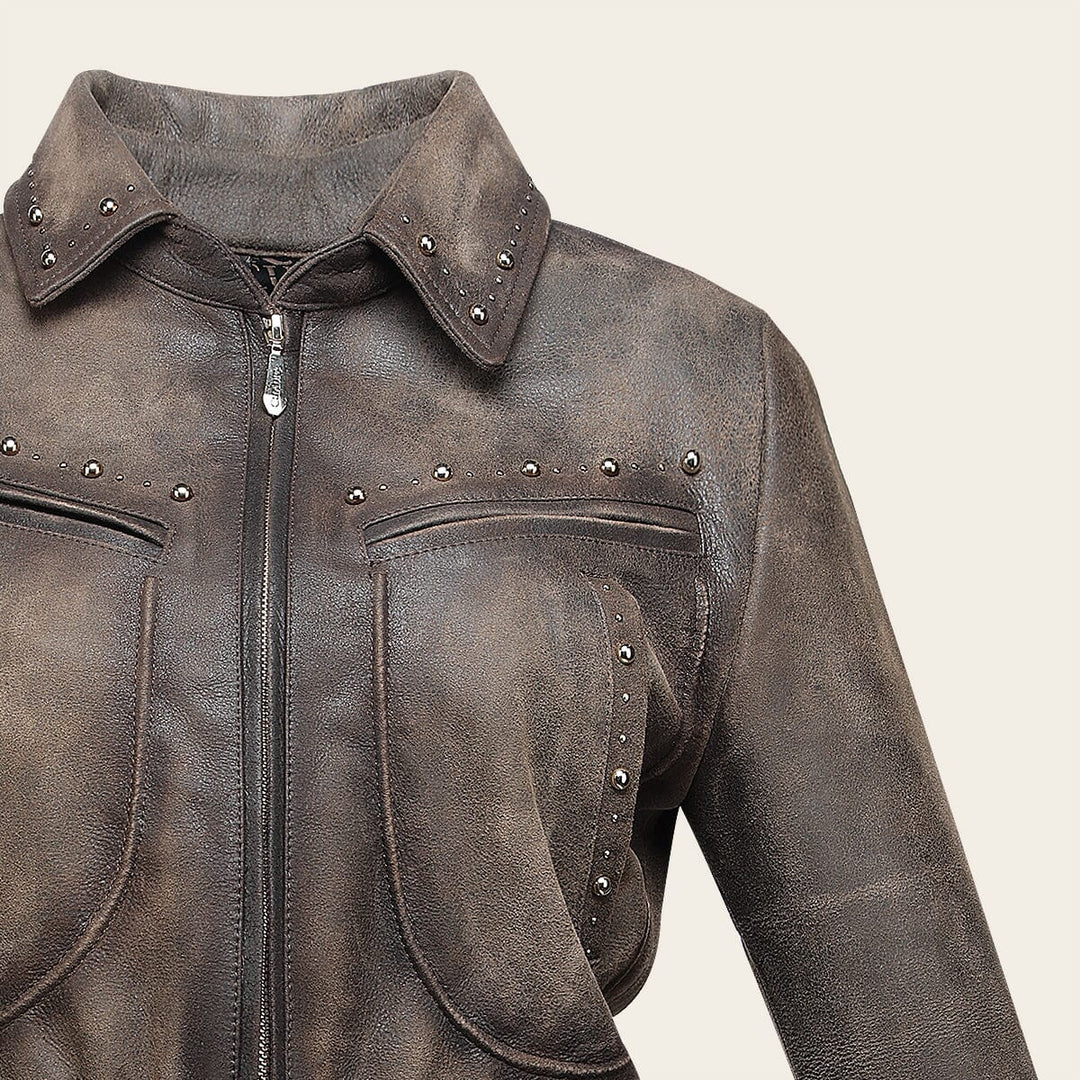 M363BOB - Cuadra brown dress casual fashion leather jacket for women