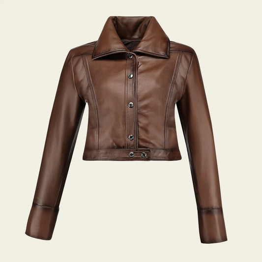 M369BOB - Cuadra honey dress casual fashion leather jacket for women