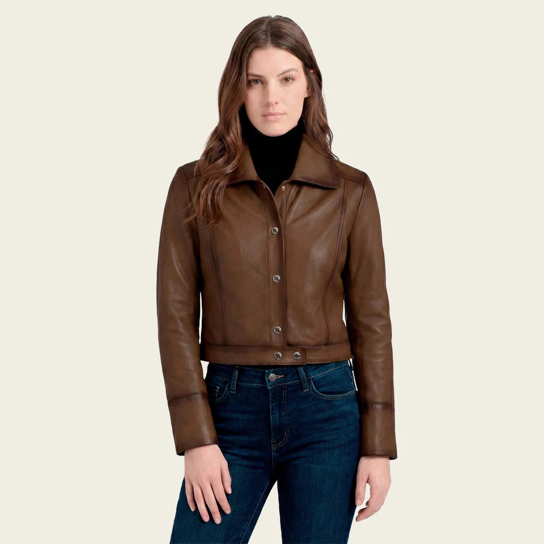 M369BOB - Cuadra honey dress leather jacket for women