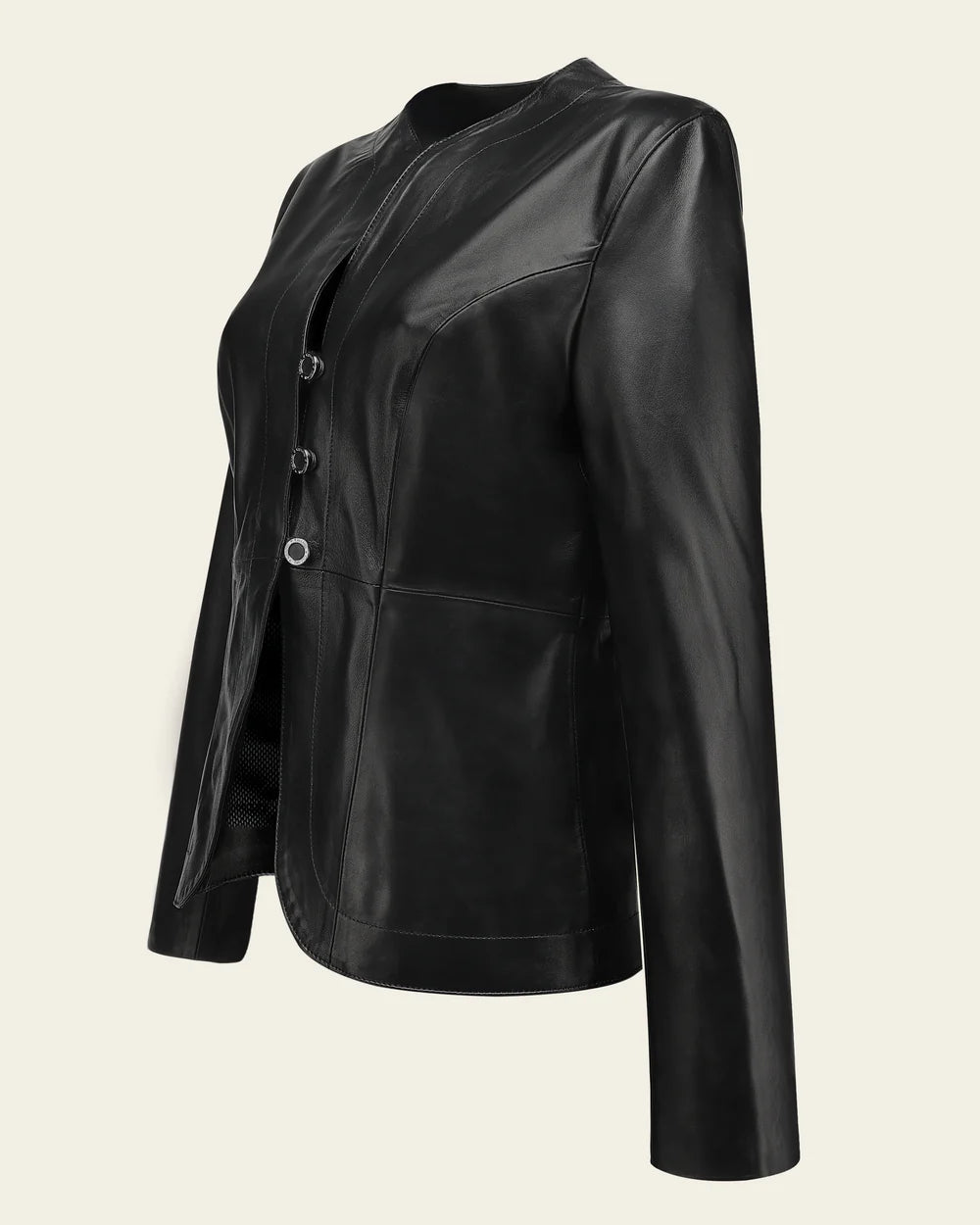 M376BOB - Cuadra black dress casual fashion leather jacket for women