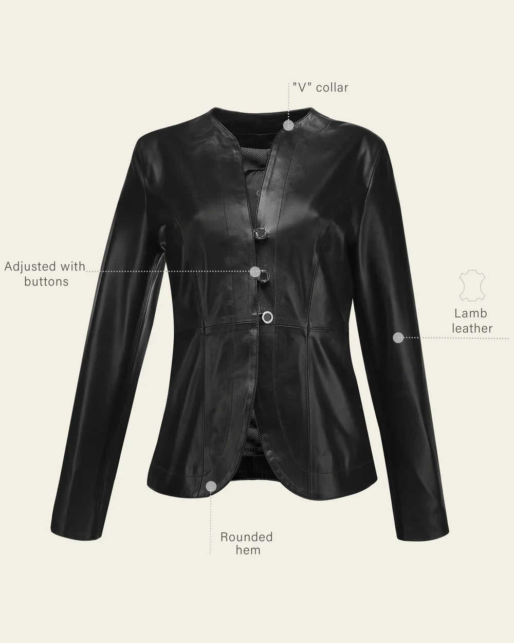 M376BOB - Cuadra black dress casual fashion leather jacket for women