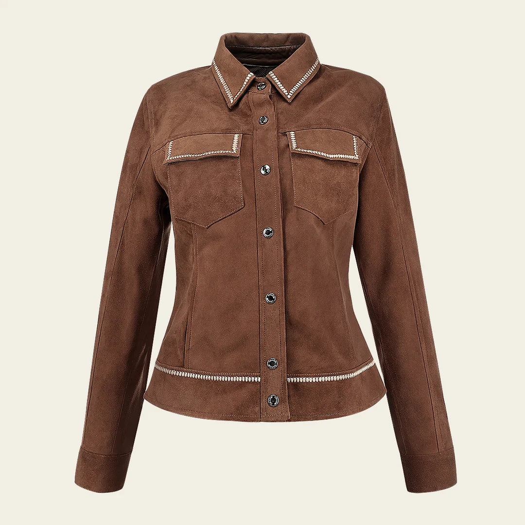 M378COB - Cuadra brown dress leather jacket for women