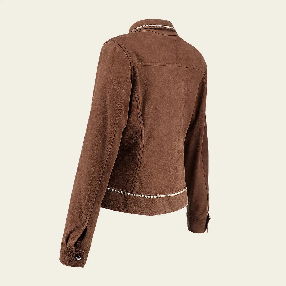 M378COB - Cuadra brown dress leather jacket for women