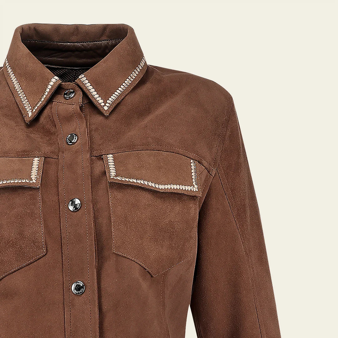 M378COB - Cuadra brown dress casual fashion leather jacket for women