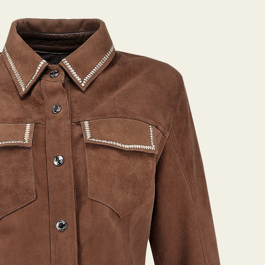 M378COB - Cuadra brown dress casual fashion leather jacket for women