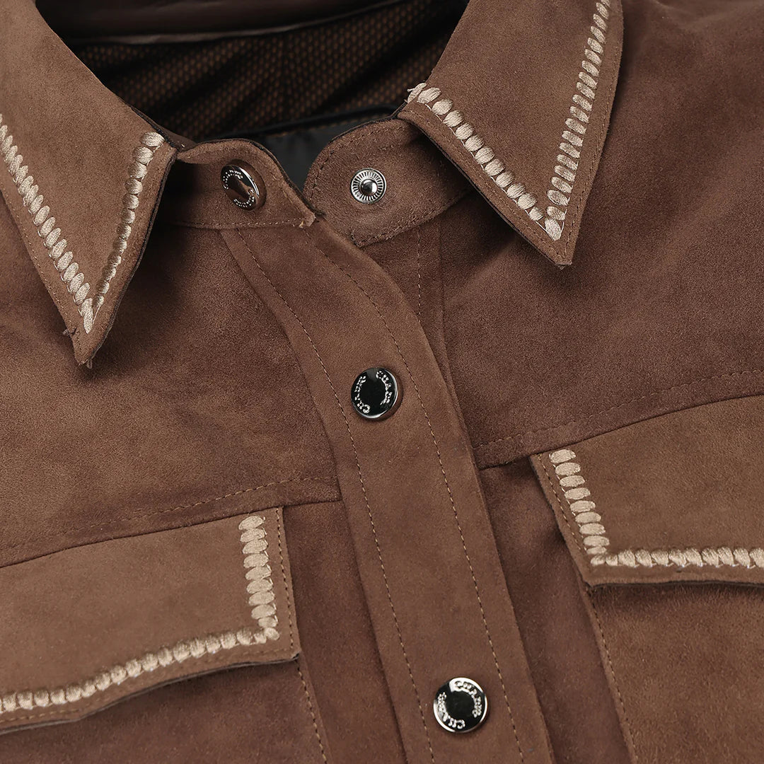 M378COB - Cuadra brown dress leather jacket for women