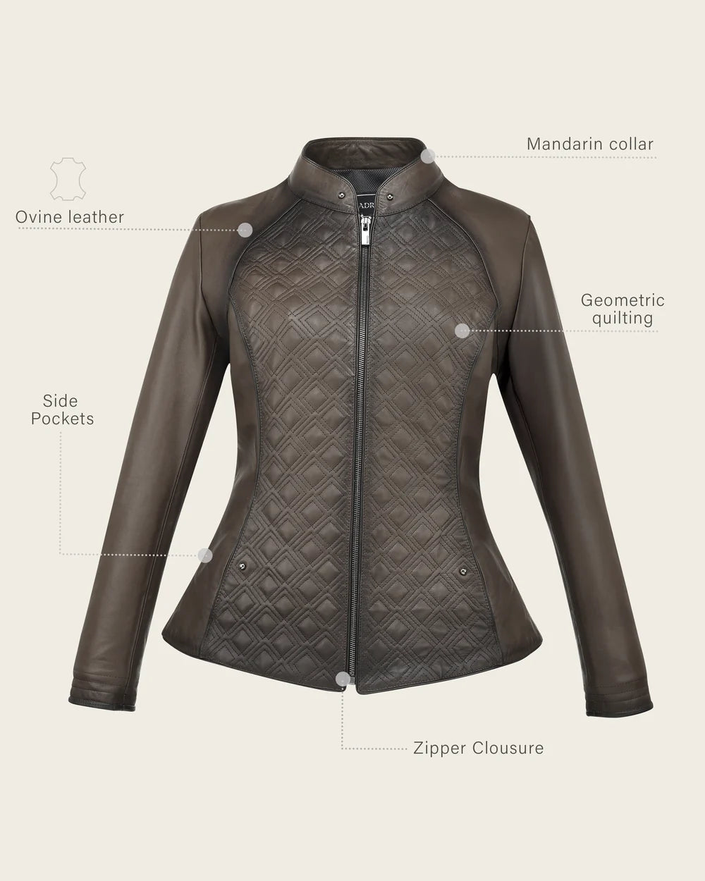M386BOB - Cuadra Honey Quilted Ovine Leather Moto Jacket for Women