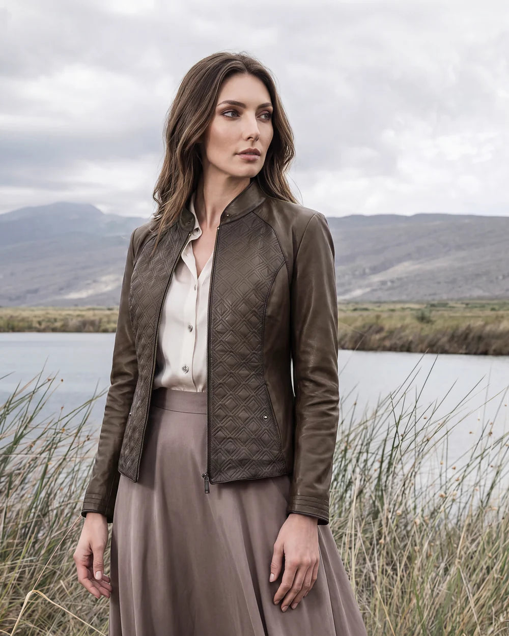 M386BOB - Cuadra Honey Quilted Ovine Leather Moto Jacket for Women