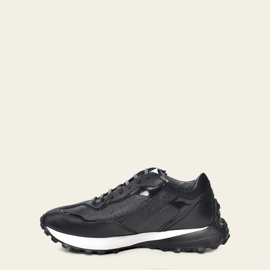 Cuadra black casual fashion cowhide leather sneakers for men