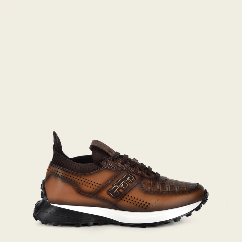 M48CWTV - Cuadra almond caiman leather sneakers for men