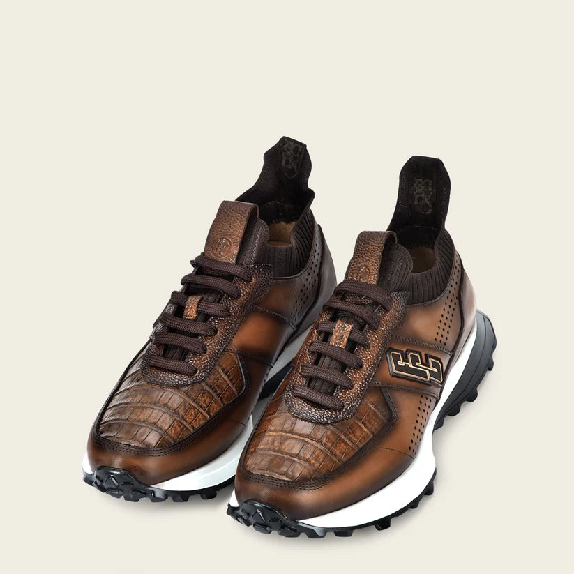 M48CWTV - Cuadra almond caiman leather sneakers for men